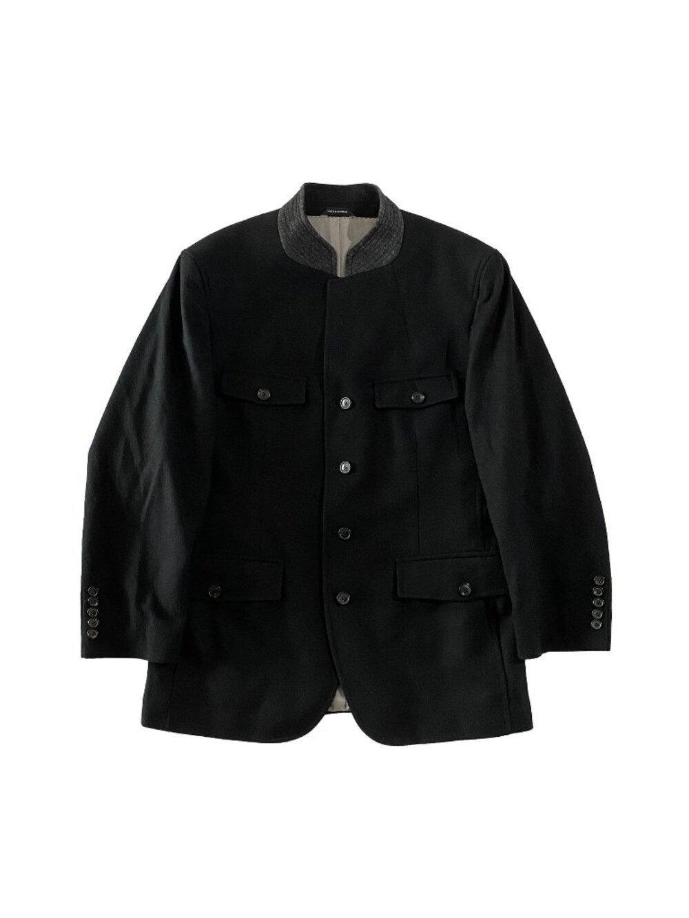 Hugo Boss Jacket Mens 44R Black Wool-Blend Madrid Collar Military Utility Blazer